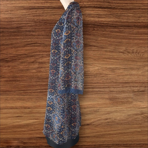 Luxology Women’s Size 4 Floral 3/4 Bell Sleeve Mini Dress Blue - Picture 2 of 11